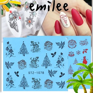 Emilee สติกเกอร์รอยสัก ลายกวาง ต้นคริสต์มาส สีดํา 16 ชิ้น