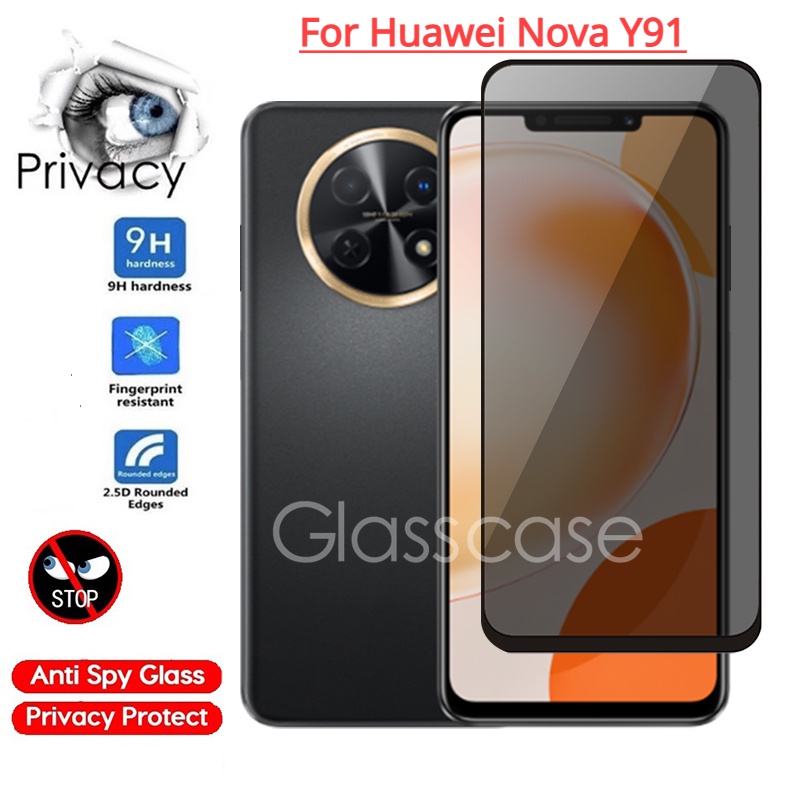 Huawei Nova Y91 ฟิล์มกระจกนิรภัย สําหรับ Huawei Nova Y91 Y90 Y72 Y70 Plus NovaY91 NovaY72 ความเป็นส่วนตัว ป้องกันหน้าจอ กระจกนิรภัย ป้องกันโทรศัพท์ ด้านหน้า ฟิล์มป้องกันการแอบมอง ฟิล์ม