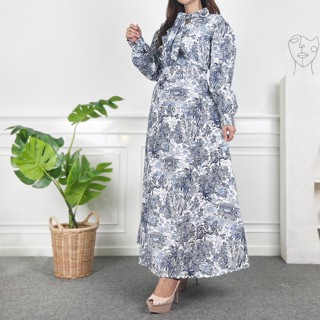 Zeivor - ZSO Wanita Maxi RUNI Dress / IBUKI PATTERN Dress / Womens Formal Wear / Womens Long Sleeve / Teenage Women Hijab Style / Trendy Teenage Fashion / Motorif Maxi Dress