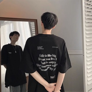 เสื้อยืด พิมพ์ลายตัวอักษร ทรงหลวม สไตล์อเมริกัน เรโทร เหมาะกับฤดูร้อน สําหรับผู้ชาย