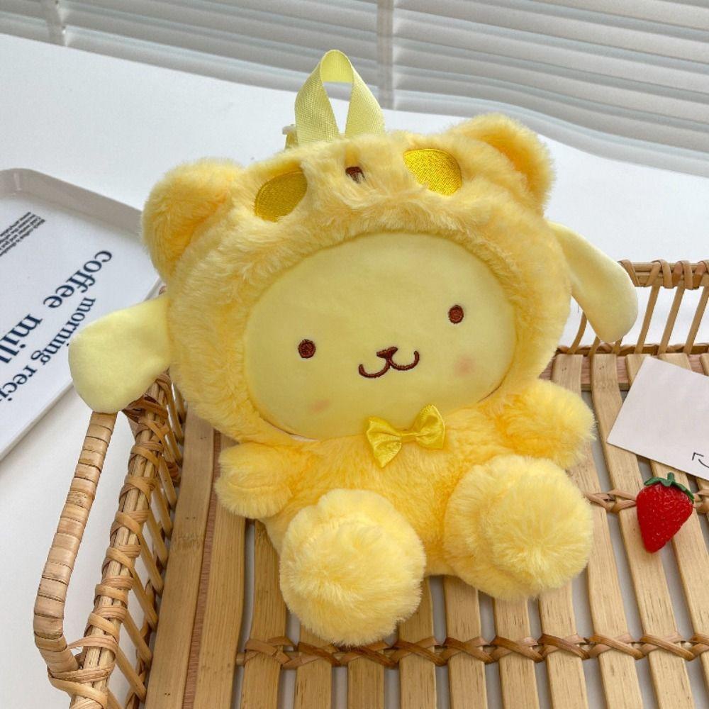 Keepin Kuromi Plush กระเป๋าเป้สะพายหลัง,การ์ตูน Cinnamoroll Plush กระเป๋าเป้สะพายหลัง, Kawaii Pochacco ตุ๊กตา Melody การ์ตูนกระเป๋านักเรียนหญิง