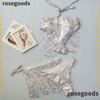 Rosegoods1 ชุดชั้นในเต้นรําหน้าท้อง ประดับเลื่อม แวววาว สําหรับไนท์คลับ