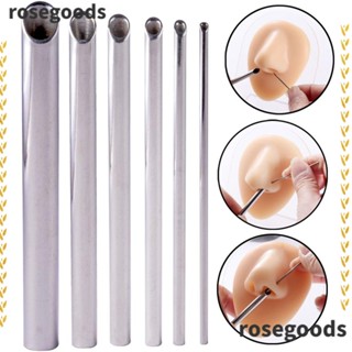 Rosegoods1 ชุดอุปกรณ์เจาะร่างกาย เข็มเจาะหู สะดือ ปาก จมูก เหล็ก สีเงิน ทนทาน