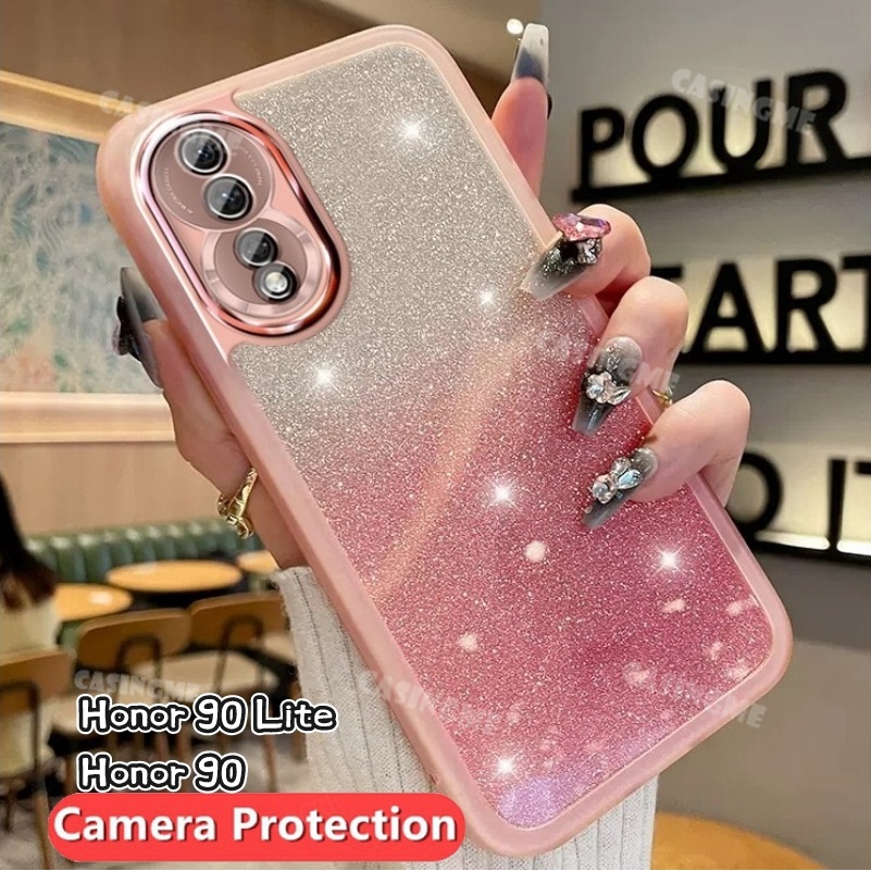 Honor 90 90Lite 200 5G Luxury Bling Glitter Casing สําหรับ Honor90 Honor90Lite 90Honor Lite Pro 5G 200 ซิลิโคนโปร ่ งใสเคสโทรศัพท ์ กล ้ องเลนส ์ ป ้ องกันกันกระแทกปกหลัง