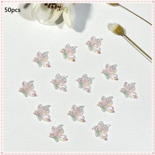 50pcs Nail Art Butterfly Series Jewelry National Style Half-wing Colorful Butterfly Resin Nail Decoration Spring Summer Manicure Tool For Nail Shop JOYFEEL