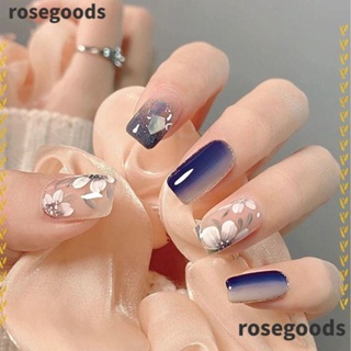 Rosegoods1 เล็บปลอม หัวเหลี่ยม ยาวปานกลาง แฟชั่น สไตล์ฝรั่งเศส สําหรับตกแต่งเล็บ