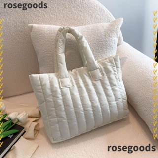 Rosegoods1 กระเป๋าสะพายไหล่ ผ้าฝ้าย ความจุขนาดใหญ่ สําหรับผู้หญิง