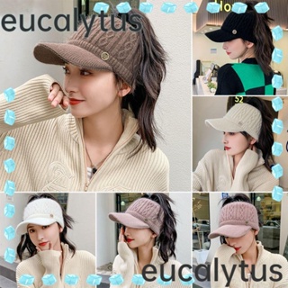 Eucalytus1 หมวกเบสบอล ผ้าถัก กันลม ให้ความอบอุ่น แฟชั่นฤดูหนาว สําหรับผู้หญิง