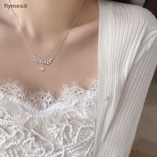 Flymesit สร้อยคอโซ่ จี้คริสตัล รูปหยดน้ํา ประดับเพทาย สีเงิน ของขวัญแฟนสาว