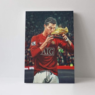 ภาพวาดผ้าใบ รูป Manchester United Ronaldo HD ขนาด 40x60 ซม. สําหรับตกแต่งผนังบ้าน