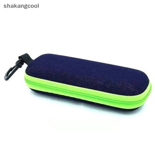 Shakangcool เคสกล่องแว่นตากันแดด ผ้ายีน แบบแข็ง มีซิป แบบพกพา พร้อมสายคล้อง สําหรับผู้หญิง และผู้ชาย SGL