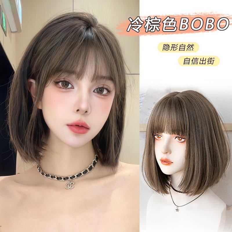 K K368 วิกผมสั้น สีน้ําตาลธรรมชาติ สําหรับผู้หญิง