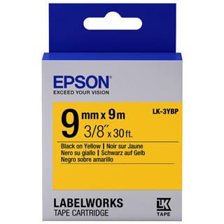 เทปพิพม์อักษร 9 มม. เทปเหลืองอักษรดำ Epson LK-3YBP