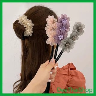 DeeThai กิ๊บสไตล์เกาหลี สําหรับผู้หญิงที่ชอบ DIY ลูกไม้ + ดอกไม้ เป็นขดลวด หัวบัน ม้วนผม hair accessories
