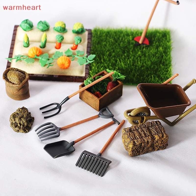 (warmheart) พลั่วคราดจิ๋ว สําหรับตกแต่งบ้านตุ๊กตา เครื่องตัดหญ้า ผัก 1 ชุด