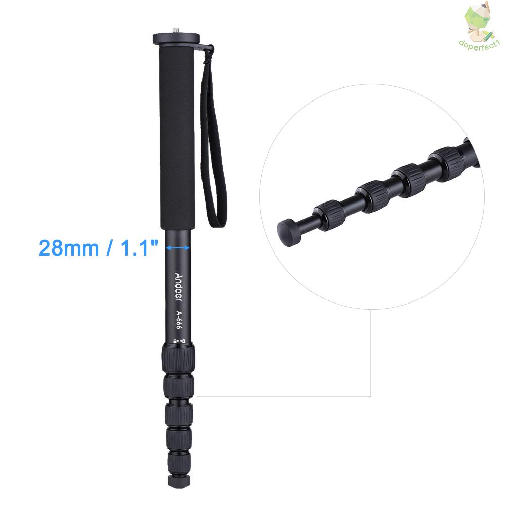 Andoer A-666 ขาตั้งกล้องอลูมิเนียม 181 ซม. 5.9 ฟุต 6 ส่วน โหลด 10 กก. /2 มา -8.9
