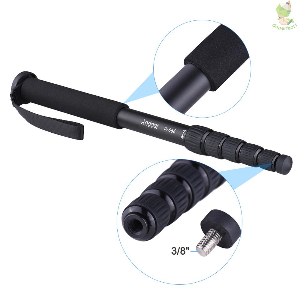 Andoer A-666 ขาตั้งกล้องอลูมิเนียม 181 ซม. 5.9 ฟุต 6 ส่วน โหลด 10 กก. /2 มา -8.9