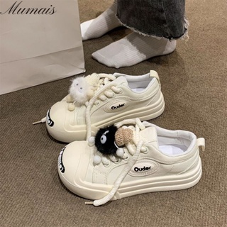 Mumais Casual shoes summer new ins niche couples open their mouths and laugh platform big head canvas shoes