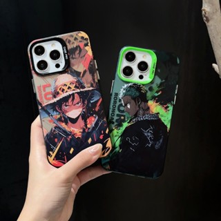 เคสโทรศัพท์มือถือ กันกระแทก ลายการ์ตูนอนิเมะวันพีช ลูฟี่ โซโร สําหรับ IPhone 11 12 13 14 Pro Max 14 Pro Max 13 Pro 12