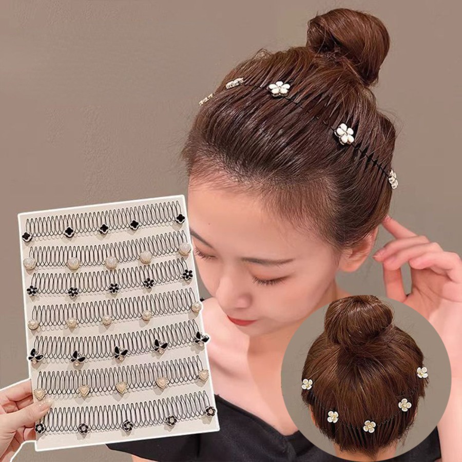 พลอยเทียม ดอกไม้ลูกปัดที่มองไม่เห็นหวีผมกิ๊บสาวยืดกิ๊บเรียบคลิปอุปกรณ์ผม