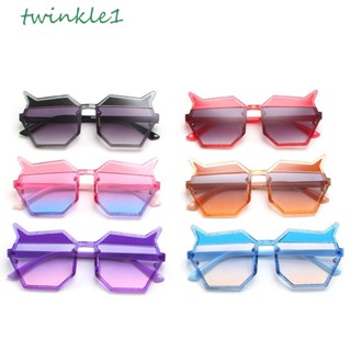 Twinkle1 แว่นตากันแดดแฟชั่น กรอบกลม ลายการ์ตูนวัว สําหรับเด็กผู้หญิง