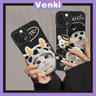 Venki - เข้ากันได้สำหรับ เคสไอโฟน เคสไอโฟน11 เคส iphone 11 หนังนิ่มลายทางแนวตั้งกันกระแทกเคสโทรศัพท์สีดำป้องกันกล้องอินเทรนด์หมวกลูกสุนัขเข้ากันได้กับ iPhone 14 13 Pro max 12 Pro max XR XS 7 8Plus