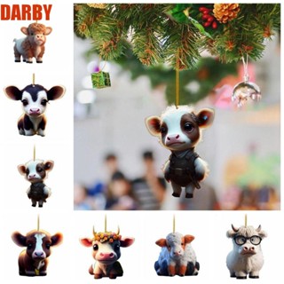 Darby จี้อะคริลิค รูปการ์ตูนวัวน่ารัก 10 รูปแบบ น้ําหนักเบา พกพาง่าย สําหรับตกแต่งรถยนต์