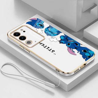 [พร้อมส่ง] เคสโทรศัพท์มือถือ ยางซิลิโคน TPU ลายสติตช์น่ารัก สีวาว สําหรับ VIVO V29 5G V29E V29 Pro