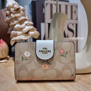 กระเป๋าสตางค์ ลายดอกไม้ CH480 MEDIUM CORNER ZIP WALLET 007