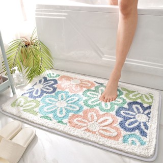 Omocha - 40x60 cm Flower square mat พรมลายดอกไม้ พรมหน้าห้องน้ำ พรมขนนุ่มซับน้ำ