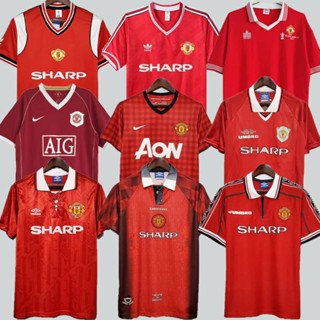 เสื้อกีฬาแขนสั้น ลายทีมชาติฟุตบอล MU 1998 92-94 96-97 1998 99-00 06-07 ชุดเหย้า สีแดง สไตล์วินเทจ คลาสสิก