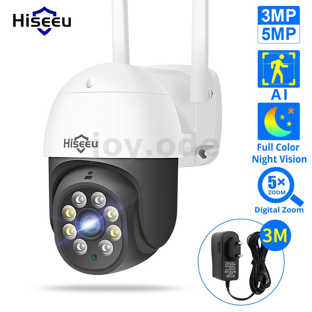 Hiseeu กล้องวงจรปิดไร้สาย 3MP 5MP PTZ IP AI H.265X WiFi CCTV รักษาความปลอดภัย สําหรับกลางแจ้ง