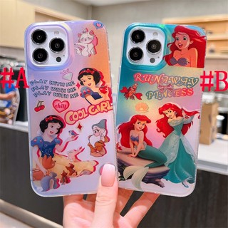 เคสแข็ง สำหรับ ไอโฟน iPhone 14 Pro Max iPhone 13 Pro Max iPhone 12 Pro Max iPhone 11 Cartoon Princess Snow White &amp; Mermaid เจ้าหญิง สโนว์ไวท์ นางเงือก Laser Design Hard Case