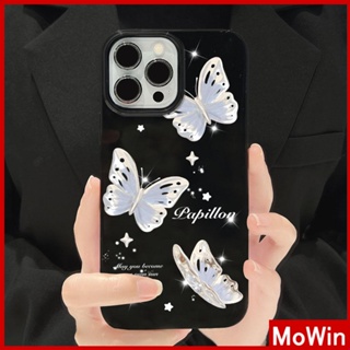 Mowin - เข้ากันได้สำหรับ เคสไอโฟน เคสไอโฟน11 เคส iphone 11 สำหรับ iPhone 14 Pro Max เคส iPhone สีดำเงา TPU เคสอ่อนกันกระแทกป้องกันกล้องน่ารักเงาผีเสื้อเข้ากันได้กับ iPhone 13 Pro max 12 Pro Max 11 xr xs max 7Plus 8Plus