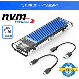 ราคาORICO กล่องฮาร์ดดิสก์แบบใส  สำหรับ M2 SSD NVME SSD Enclosure M.2 เป็น USB Type C for NVME PCIE NGFF SATA M/B Key SSD Disk（TCM2M）
