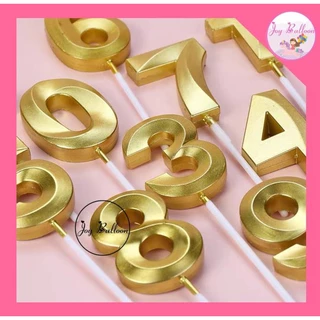 เทียนตัวเลข 0-9 สีทอง ขนาดสูง 4.8 cm เทียนวันเกิด เทียน Happy Birthday เทียนปักเค้ก (ส่งเร็วจากกรุงเทพ) เทียนอายุ