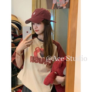 Ace Studio สตรอเบอร์รี่หมี เสื้อครอป ins เสื้อยืด2303031119 Korean Style ทันสมัย Beautiful Stylish A29J0UI 37Z230910