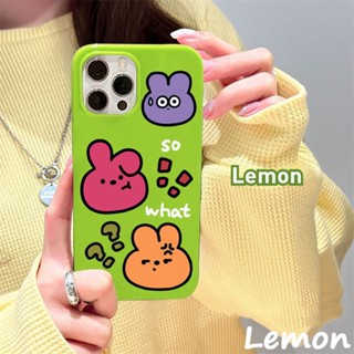 [Lemon] เคสโทรศัพท์มือถือ ลายการ์ตูนกระต่าย สีเขียวแวววาว สไตล์เกาหลี สําหรับ Iphone 14pro 14promax 13 13pro 13promax 11 12 12pro 12promax XR XSMAX 7P 8P