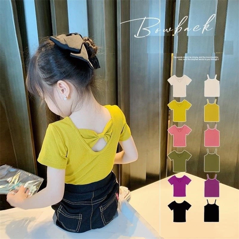 [ML] เสื้อยืดแขนสั้น ลายทาง แฟชั่นฤดูร้อน สําหรับเด็กผู้หญิง 90-140 ซม.