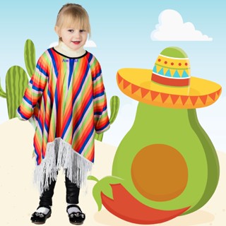 Awheat Cinco de Mayo Mexican Fiesta Serape Poncho ใหม่