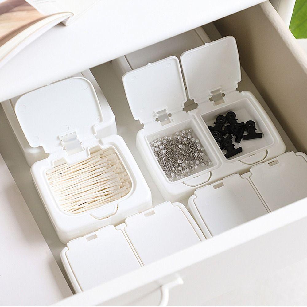 LONTIME Desktop Organizer Multi-Functional Mini Floss คอนเทนเนอร์เครื่องเขียนฝาครอบไม้จิ้มฟัน