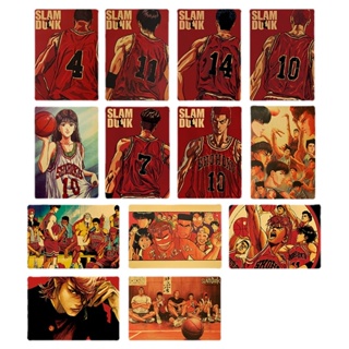 สติกเกอร์โปสเตอร์ ลาย Slam Dunk Rukawa Kaede Sakuragi Flower Road Haruko สําหรับติดตกแต่งผนังห้องนอน บาร์ ร้านอาหาร