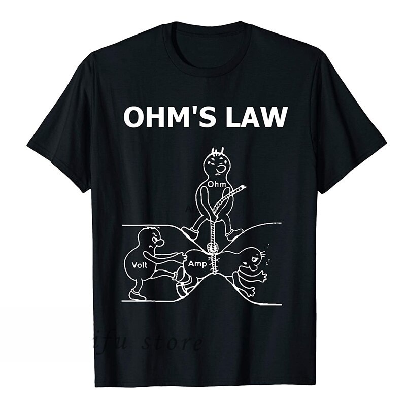 QCเสื้อยืดแขนสั้น ทรงหลวม พิมพ์ลาย Ohm's Law Ohm Electronic แฟชั่นสําหรับผู้ชาย