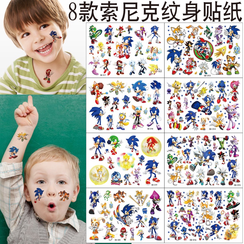 สติกเกอร์รอยสัก ลายธีมโซนิค ขนาด 10.9x15.5 ซม. สําหรับตกแต่งปาร์ตี้วันเกิด DIY 1 ชิ้น