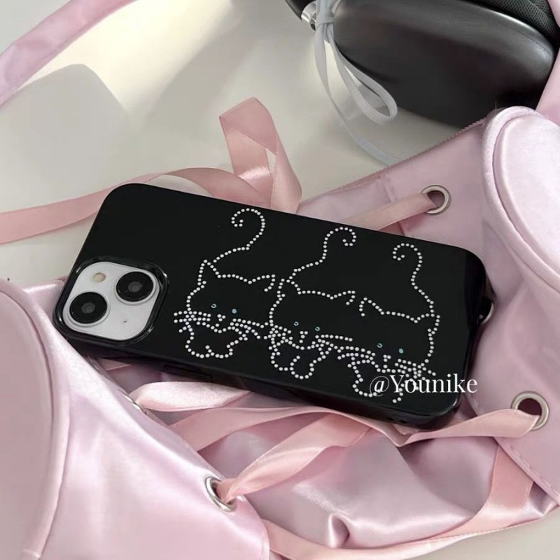 เคสโทรศัพท์มือถือ ลายการ์ตูนแมวดํา สไตล์เรโทร สําหรับ iPhone14promax QYJS 13 1211xr678plus 11promax xsmax 7 8 xr 11pro