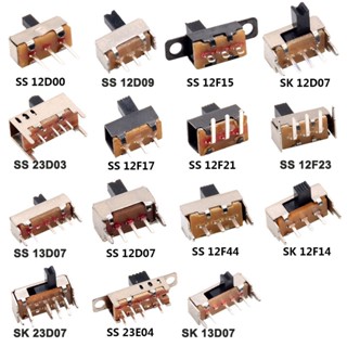 10 ชิ้นสวิตช์สไลด์สไลด์วงความผันผวนของเกียร์ 2/3 ไฟล์เดี่ยวคู่แนวนอนมินิแนวนอนพลังงาน SS12D00