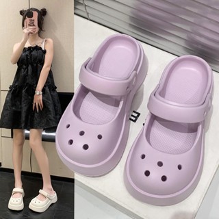 รองเท้าแตะ Crocs EVA Marry Jane กันลื่น สูง 4 เซนติเมตร แฟชั่นฤดูร้อน สําหรับผู้หญิง