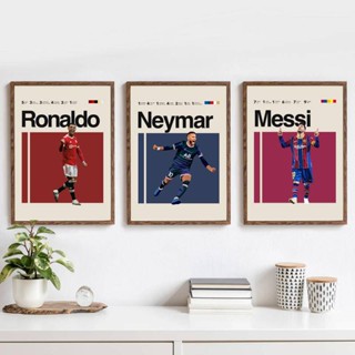 โปสเตอร์ ลาย Messi Ronaldo Mbappé Neymar World Cup สําหรับตกแต่งผนังห้องนอน สํานักงาน