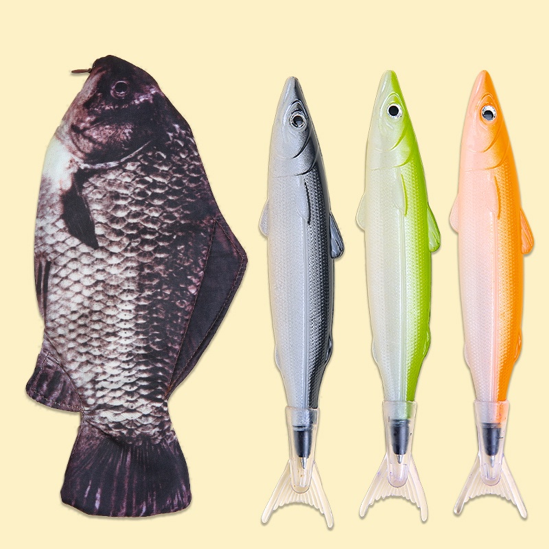 กล่องดินสอการสร้างแบบจําลองปลาสร้างสรรค์/กระเป๋าพร้อมการวาดภาพสําหรับผู้ชาย/ผู้หญิง - รูปที่ 3