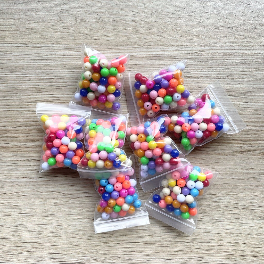 (2 แพ็ค 10 บาท) ลูกปัด อย่างดี สำหรับตกปลา ขนาด 8 มิล ลูกปัด ลูกปัดตกปลา ลูกปัดคละสี อุปกรณ์ตกปลา บรรจุ เต็มซิป 5x6 Cm